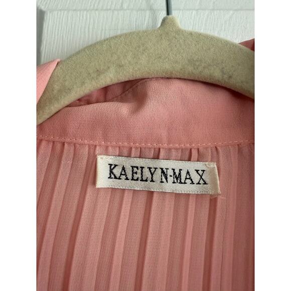 Kaelyn-Max Pink Pleated Sheer Sequin Vintage Blouse Size Medium - Picture 3 of 9